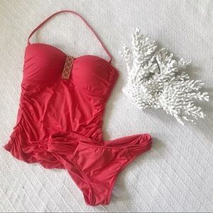 Coral Tankini with Removable Straps